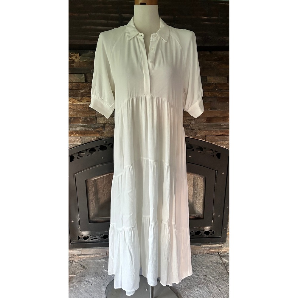 Dillards a loves a White Tiered Midi Dress Small